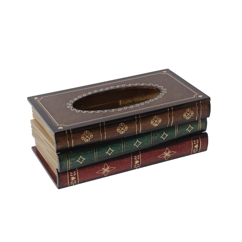 Creative American Retro Wooden Tissue Box European Simulation Art Book Napkin Box Home Decor Room Kitchen Napkin Storage Case