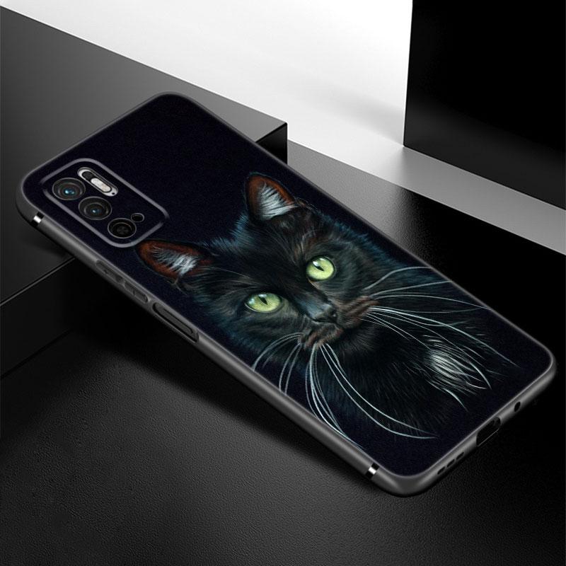 Schwarze Katze Starrendes Auge Handyhülle Für Xiaomi Redmi Note 7 8 9 10 Lite 11 11E 11T 12 Pro 11S 4G 10T 5G 8T 9S 10S TPU Schwarze Hülle