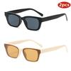 2pcs Fashion Small Frame Cat Eye Sunglasses Women Multi Color Rectangle Sun Glasses Vintage Casual Style UV400 Outdoor Oculos