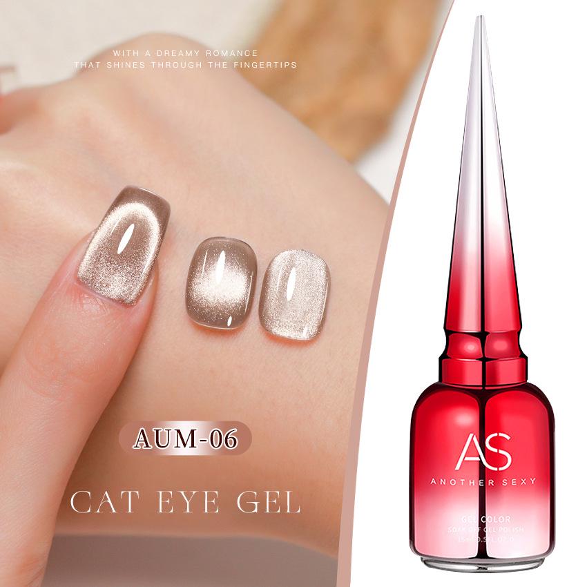 Champagne Cat Eye Gel Nail Polish - Whitening Manicure for Autumn/Winter