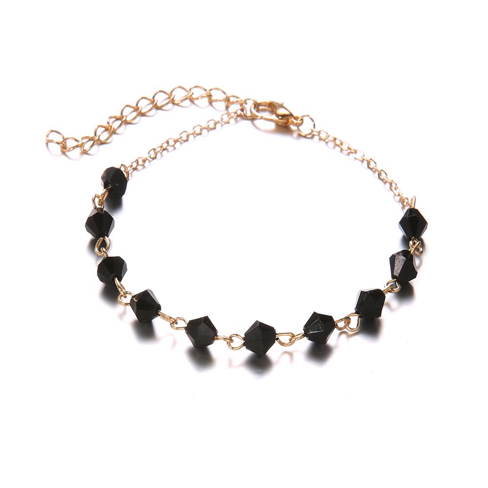 Braccialetto caviglia cavigliera cavigliera in lega alla moda multistrato incastonato di diamanti piccolo fresco set da 4 pezzi da donna