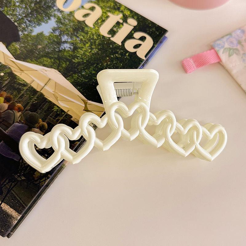 

Красочные допаминовые заколки для волос с сердечком в форме сердца, кремовый цвет, заколка в виде акулы, заколка в форме сердца, хвостик, милый головной убор, аксессуары для волос бежевый