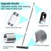 2 In 1 Rubber Broom Carpet Brush with Adjustable Long Handle Soft Push Broom for Pet Cat Dog Hair Fur Removal Carpet Floor Brush