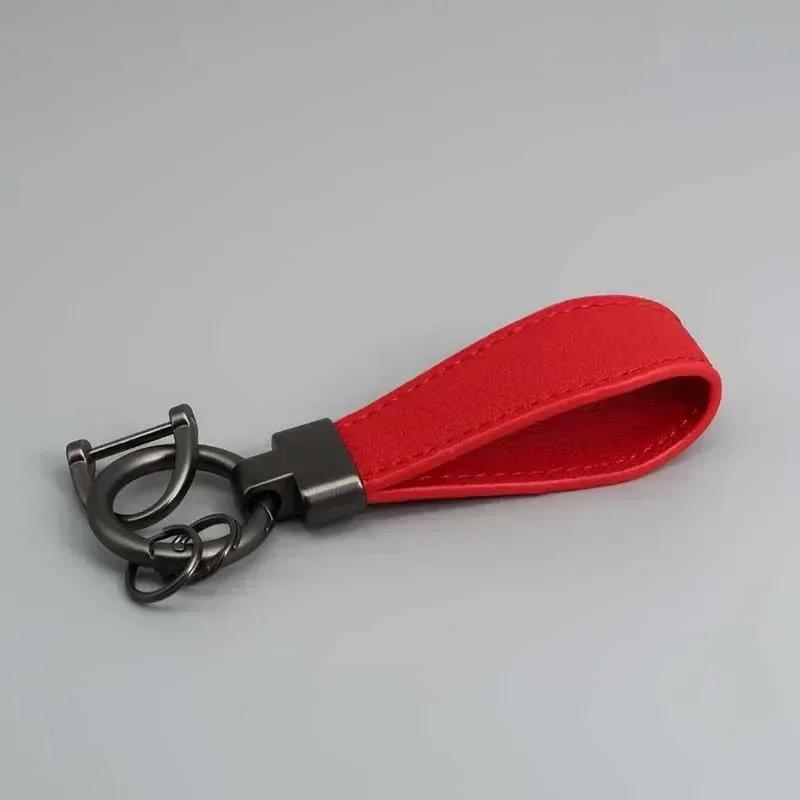 PU Leather Car Keychain Men's and Women's Bag Anti Lost Key Ring Waist Hanging Retro Laser Engraving Customized Keyring Gift