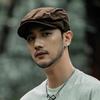 Pure Color Newsboy Flat Cap British Style Retro Painter Hat Embroider Letter Hat  Streetwear