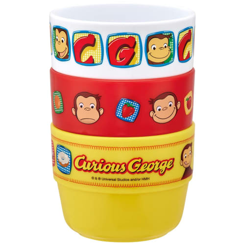 Skater Children's Stacking Cups, Set of 3, Curious George Design, Made in Japan, KS31-A
