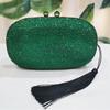 Green Diamond Evening Clutches Dinner Purses And Handbags Black Tassel Party Prom Money Wallets Long Chain Wedding Phone Clutch