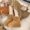 Thickened women's shoes new women's boots winter cotton shoes medium tube snow boots casual warm suede winter boots flat middle heel