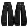 American Retro Workwear Jeans Loose Fit Multi-Pocket Elastic Waist Straight Leg Men Women