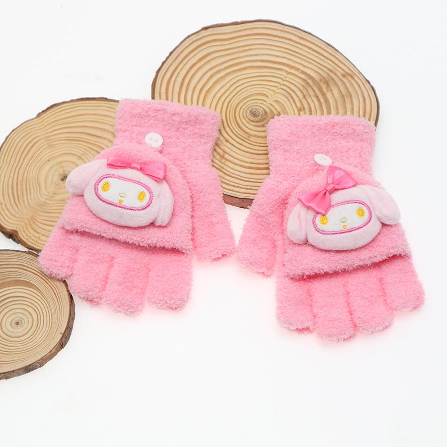 Zimní bezprsté rukavice s odklápěcím vrškem v korejském stylu - Unisex, kreslený design, kompatibilní s dotykovou obrazovkou, ideální pro psaní a ťukání