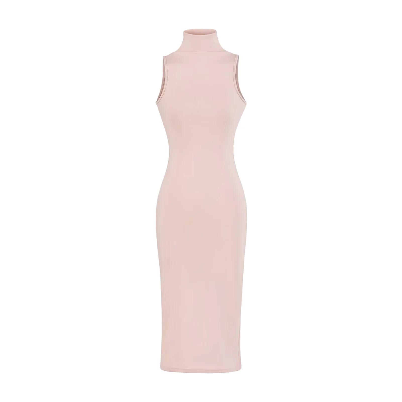 

American Spicy Girl High Neck Sleeveless Bodycon Midi Dress Medium