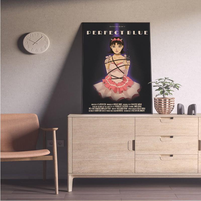 Affiche de dessin animé bleu parfait, impression d'image de dessin animé japonais, Vintage, chambre familiale, Bar, café, décoration murale d'art esthétique