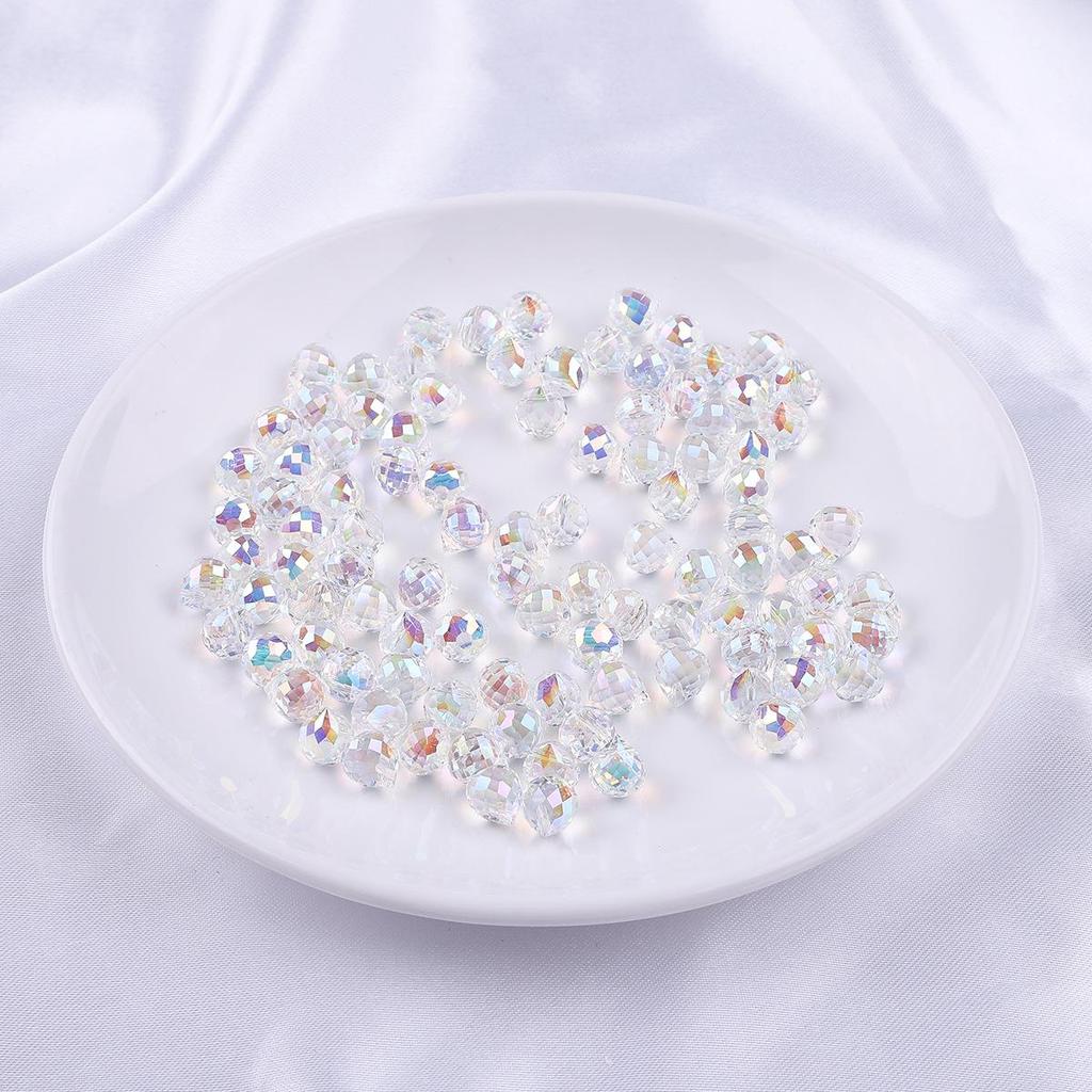9x8mm Iridescent Glass Crystal Teardrop Beads for DIY Bracelet and Necklace Jewelry Making