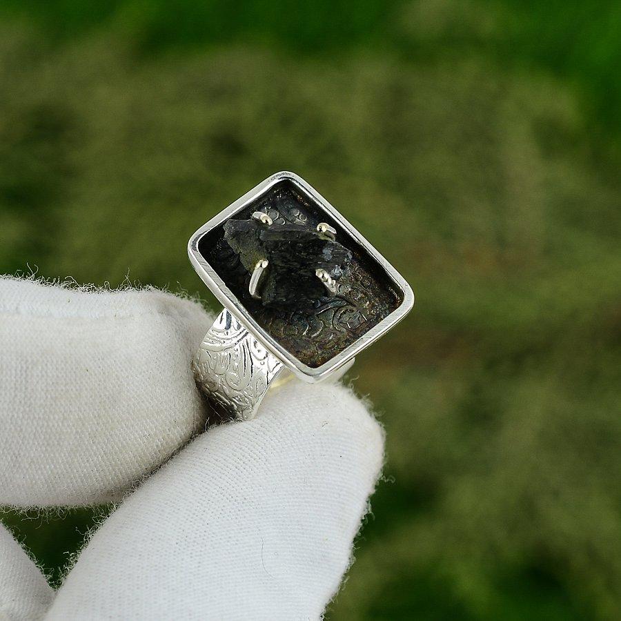 Натуральный молдавит кварц драгоценный камень 925 серебро кольцо-обещание регулируемое для женщин Adjustable