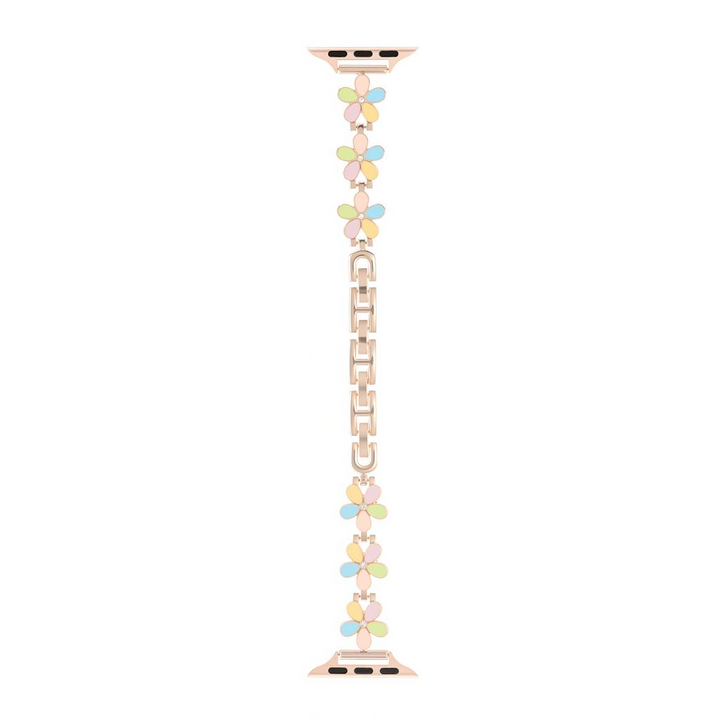 Metal Strap For Apple Watch Series 10 9 8 7 SE 6 5 4 3 2 1 42mm 41mm 40mm 38mm Five Petal Flower Bracelet Watch Band