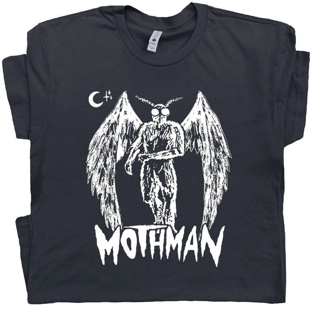 Mothman Cryptid Graphic Black T-Shirt Gothic Horror Paranormal Tee - S397