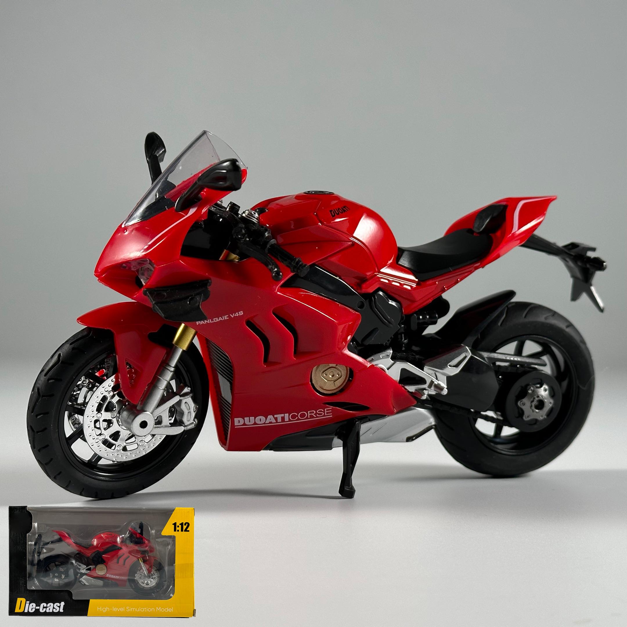 1:12 Ducati Panigale V4S Modell Legierung Motorrad Druckguss Computer Schreibtisch Ornamente Trendiges Display Geschenk für Freund Kinder Spielzeug red