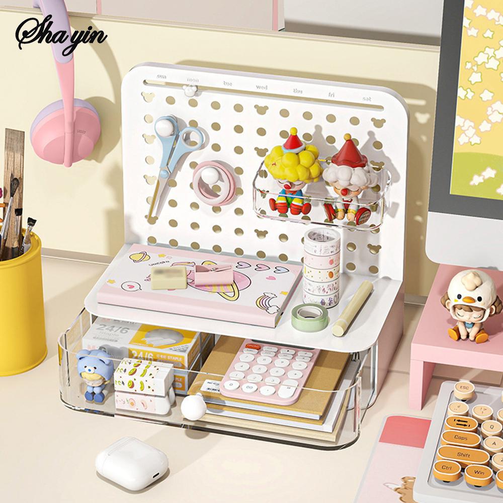 Desk Storage Pen Holder Perforated Board Bookshelf Stationery Storage Box Office Desk Perforated Board Storage Box