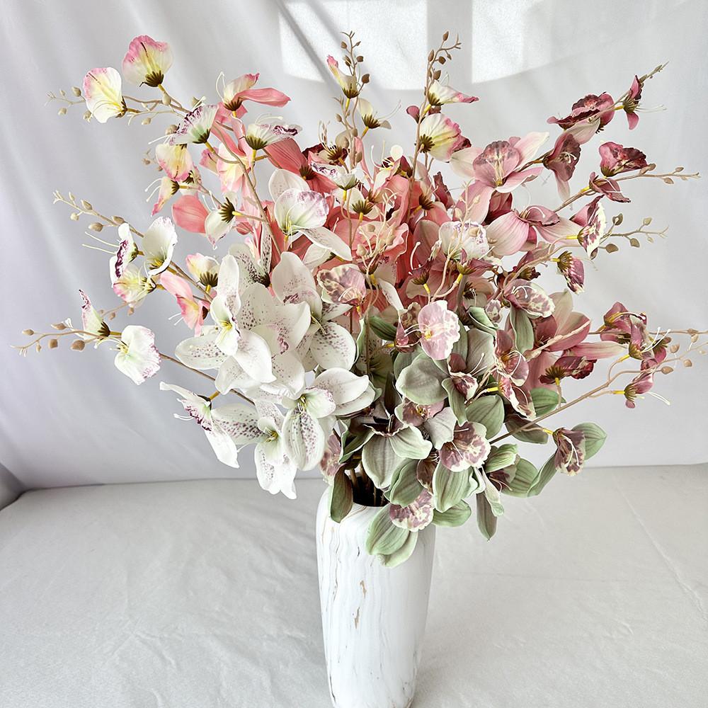 Artificial Orchid Decor Wedding Hall With Silk Fabric For Home And Event Decor