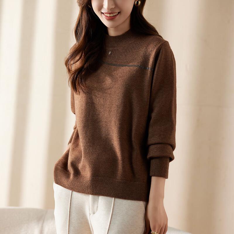Jianhu Women's Semi-High Collar Warm Knit Sweater