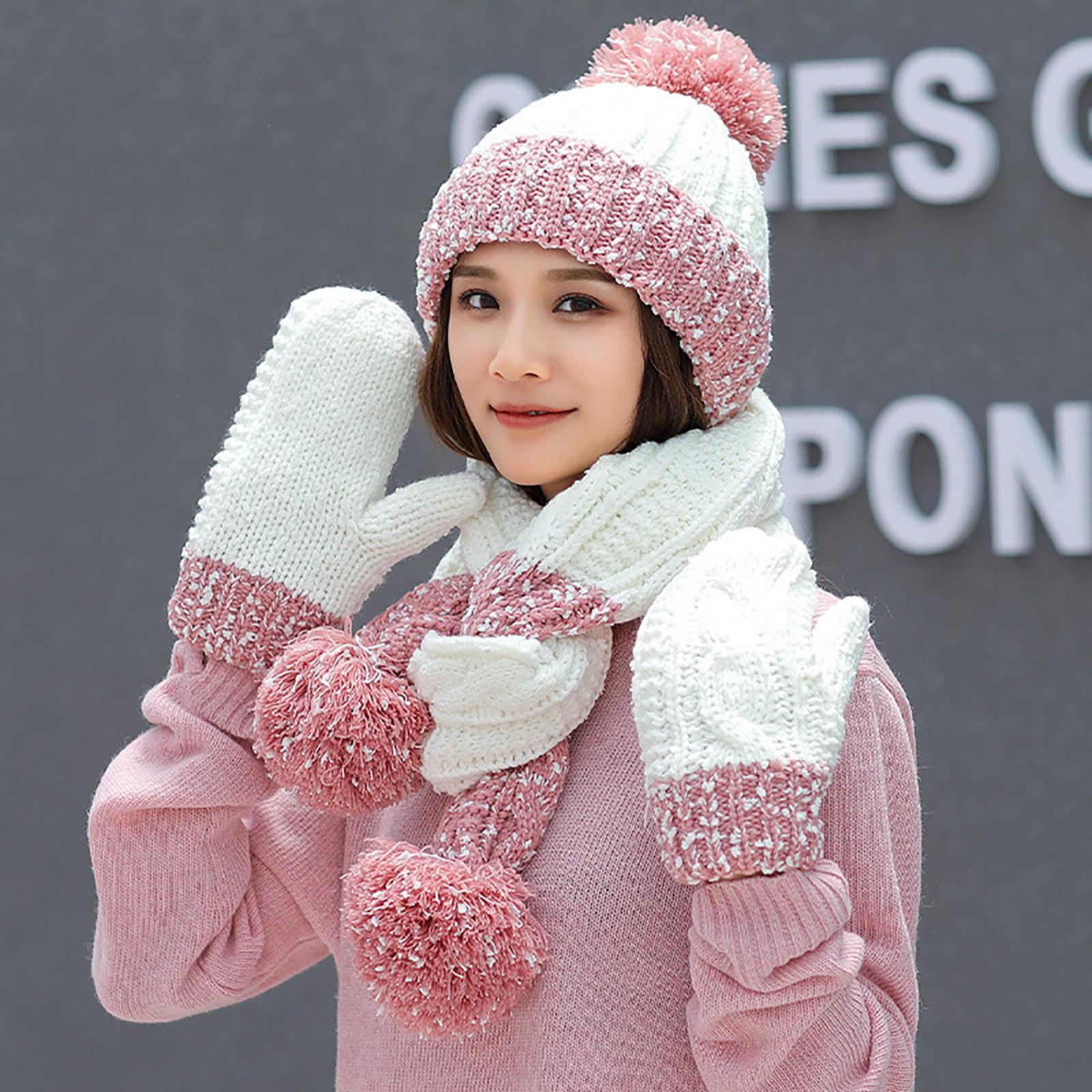 

Женская зимняя теплая многоцветная вязаная шапка + шарф + перчатки из 3 предметов One Size белый