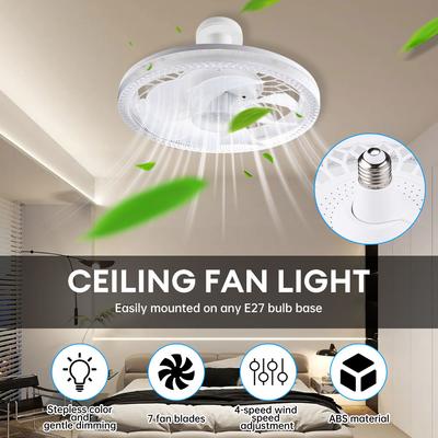 45W stropní ventilátor světlo 4rychlostní stropní LED lampa s ventilátory E27 Letní tichý ventilátor s dálkovým ovládáním pro obývací pokoj ložnice