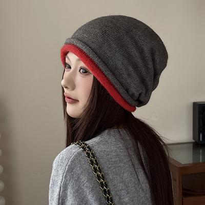 Autumn and Winter Large Head Circumference Woolen Hat To Keep Warm and Ear Protecting Knitted Hat Korean Style Versatile Confinement Hat