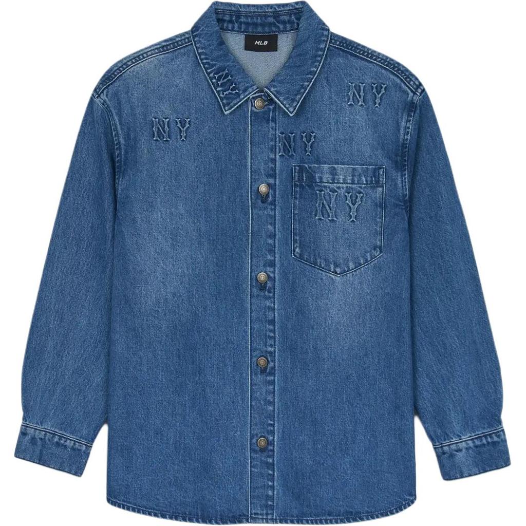 New MLB New York Yankees Shirt Unisex Denim Blue 3ADRM0444-50INS