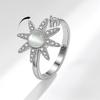 Women Hexagram Spinner Ring Anti Anxiety Stress Relief Zircon Rotatable Band Jewelry For Calming