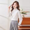 Women's Ruffle Trim Stand Collar Long Sleeve Blouse