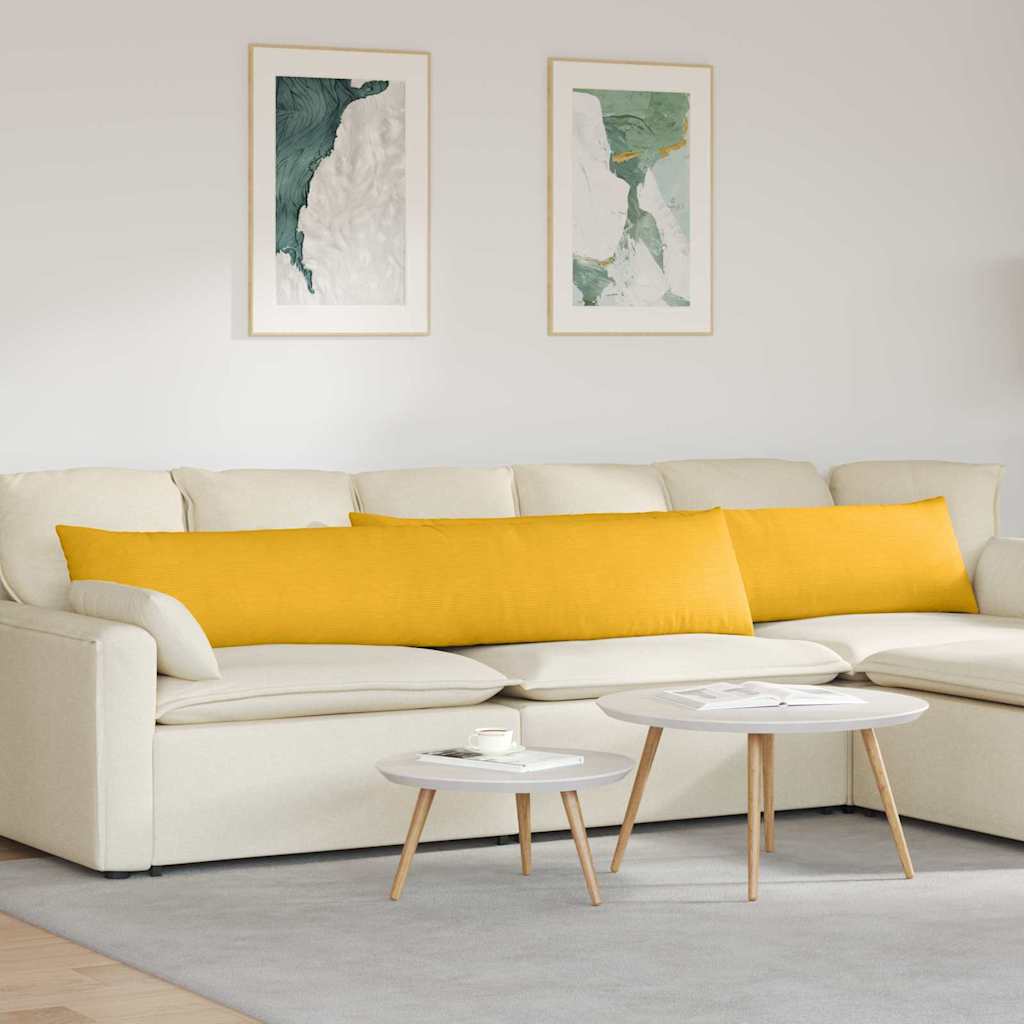 Sofa Cushions 2 Pieces Light Yellow 200 x 40 cm Cord Fabric