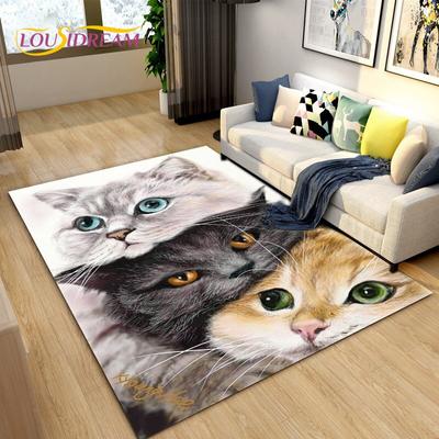 3D Cartoon Cute Cat Area Rug,Carpet Rug for Living Room Children's Room Decoration,Kids Play Crawl Soft Non-slip Floor Mat Gift