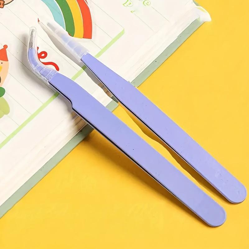 2pcs Stainless Steel Precision Tweezers Color Scrapbook Tweezers Straight and Curved Are Suitable for DIY Bead and Fine Projects