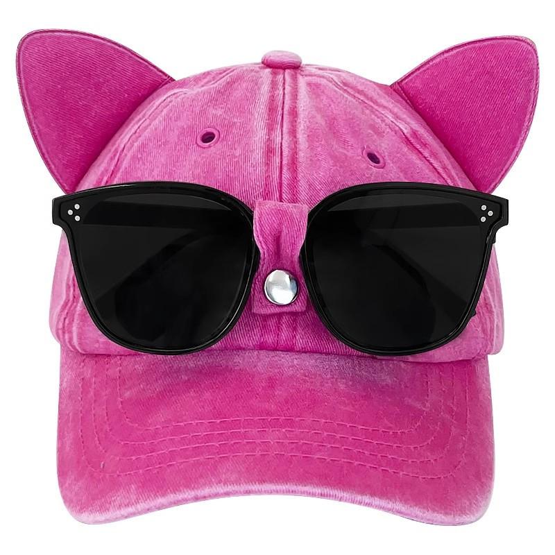 New Cat Ears Sunglasses Baseball Cap Y2K Cotton Washed Pilot Snapback Caps Gorras Women And Men Outdoor Sunshade Sun Hats Unisex