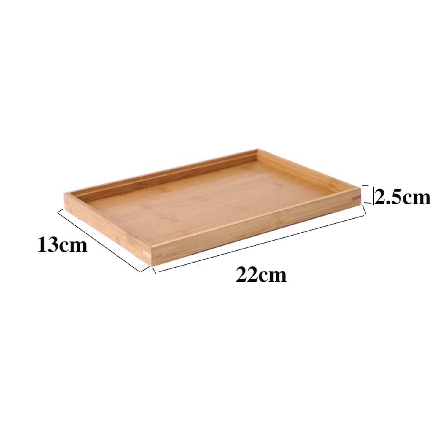 Bamboo Rectangular Cup Tray Tableware Holder Fruit Bread Dessert Tea Food Tray with Handle Dinner Serving Tray