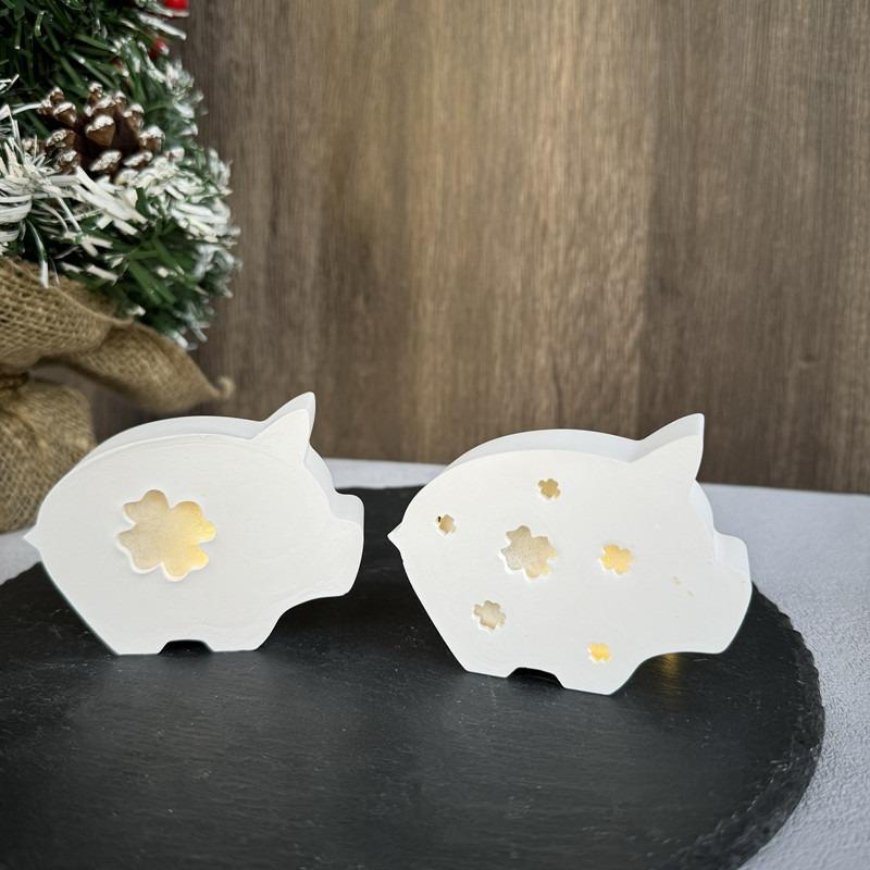 Luminous Pig-Shaped Silicone Mold with Glowing Eyes & Ears - Reusable Gypsum Resin/Clay Mold for DIY Home Decor Candle Making