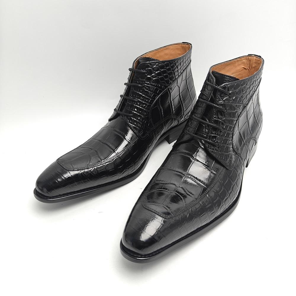 Fashion Business Fashion Men's Ankle Boots Autumn Luxury High Grade Printing Design Business Dress Shoe Genuine Leather Zipper Man Boot