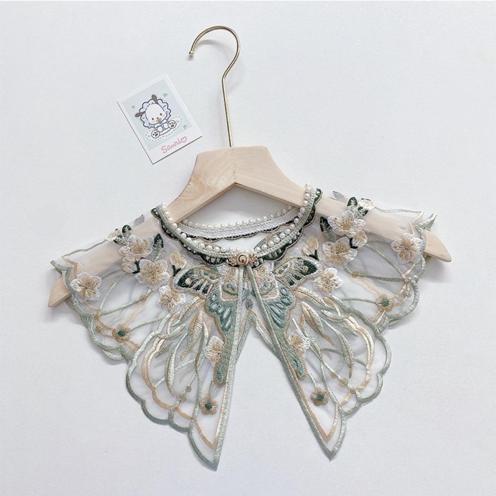 

Butterfly Flower Children s Fake Collar Pearl False Collar Fashion Girls Fake Collar For Dresses зелений