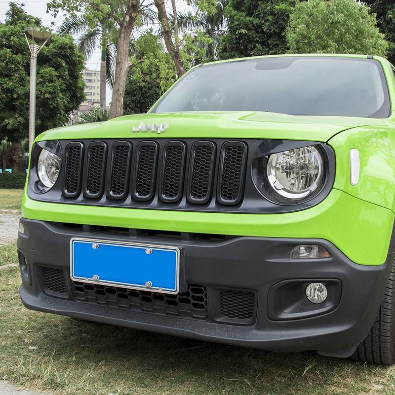 7 pezzi/set Griglia Anteriore a Rete Copertura Inserti Griglia Trim Per Jeep Renegade 2015-2018