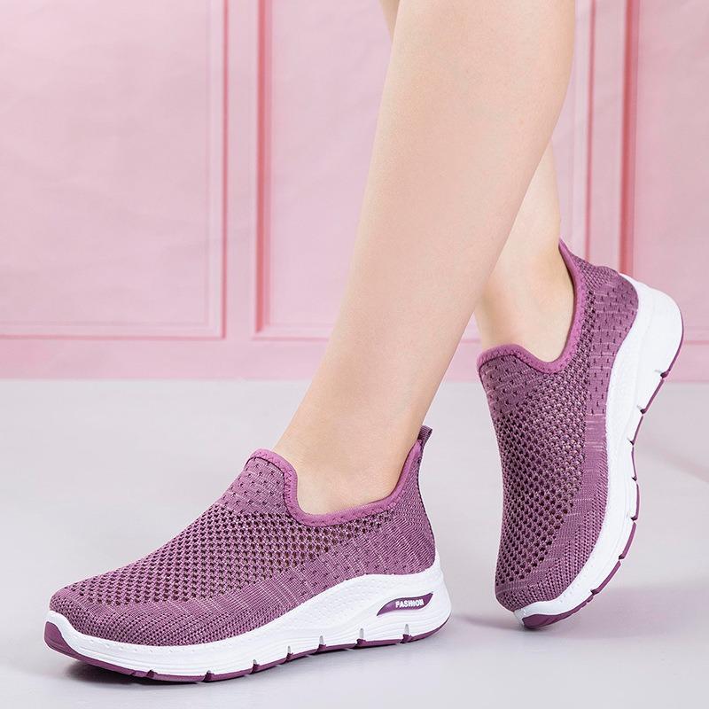 Mesh breathable women's shoes, new summer one-pedal, shallow mouth, medium and old non-slip soft-soled platform shoes, women's mesh shoes