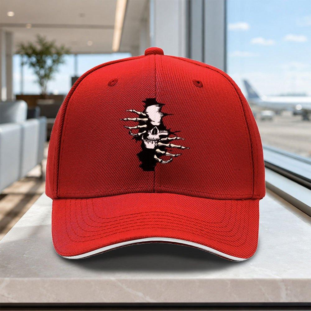 Adjustable Torn Skull Baseball Cap Lightweight Unisex Printed Hat for Outdoor Weddings Parties