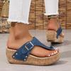 Fashion Vintage Rivet Clip Toe Sandals Women Chunky Platform Wedges Heels Slippers Woman Summer 2025 Thick Bottom Beach Flip Flops Mujer