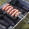Stainless steel BBQ grill mesh, hot dog sausage grill clip, detachable folding ham sausage grill, outdoor barbecue rack