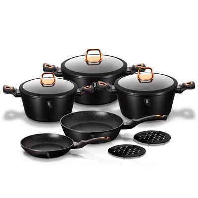 Set de 10 casseroles en granit BERLINGER HAUS BLACK ROSE BH-1645