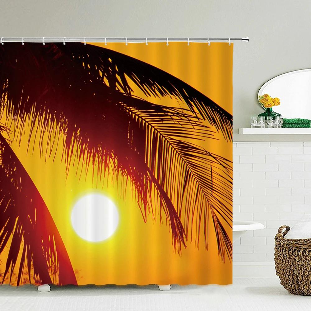 Coastal Scenery Shower Curtain with Hooks    Fresh Seaside Vibe Decor for Bathrooms, Reinforced Eyelets & Easy To Clean