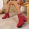 Fashion Women's Chunky Heeled Ankle Boots, Solid Color Side Zipper High Heels, Stylish Short Boots