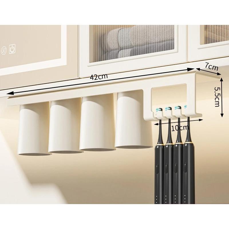 Toothbrush Storage Rack Magnetic Suction Mouth Cup Bathroom Toilet Cup Electric Toothbrush Holder Without Hole Punching