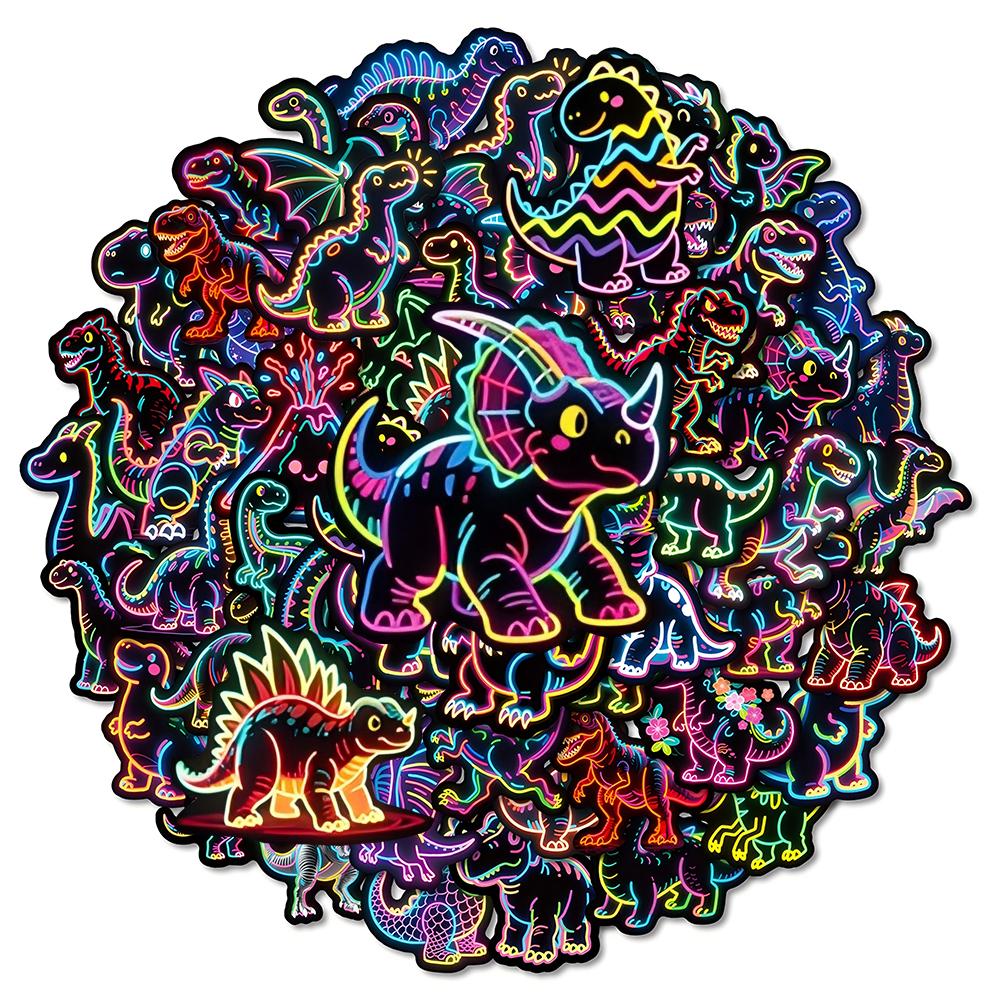 10/30/56pcs Kawaii Animal Dinosaur Stickers Neon Style Cartoon Decals DIY Luggage Scrapbook Stationery Cute Graffiti Sticker Toy