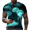 Summer Hot and Colorful Jellyfish Pattern 3D Printing American Casual Sports and Fitness Short Sleeved T-shirt