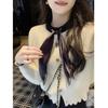 Autumn and Winter New Bow-tie Sweater Cardigan Small Gentle Wind Round Neck Knitted Top Women
